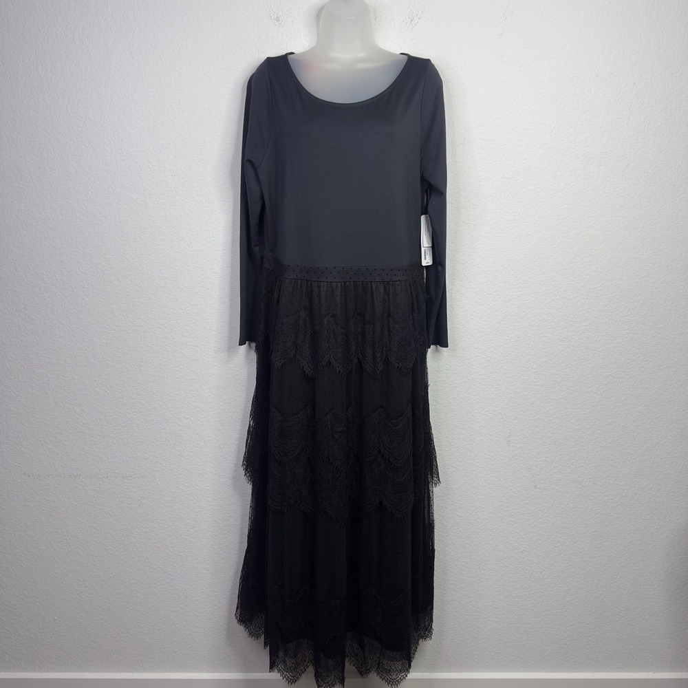 Soft Surroundings Frederica Dress Women L Black Lace Maxi NWT Gothic Boho Witchy